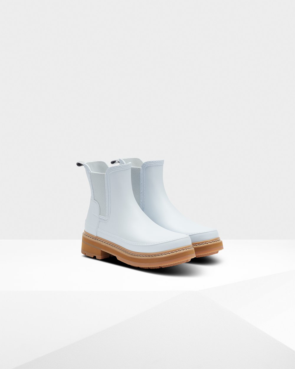 Hunter Refined Stitch Detail Chelsea Boots - Clearance Sale Womens White - DPEBTS341